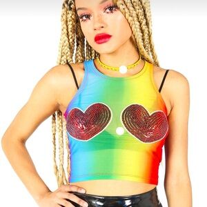 Iron Fist Somewhere Rainbow Crop Tank Top Women Color Multi Size S